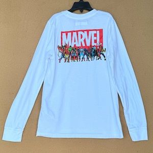 ABERCROMBIE Marvel Long Sleeve T-Shirt White Cotton Spiderman Ironman Size 12